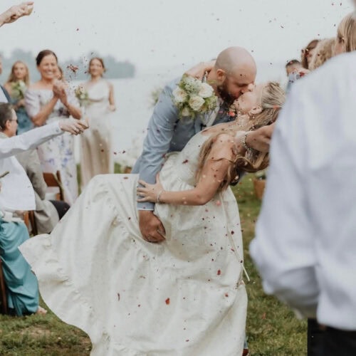 Oxford Blue Suit bride and groom
