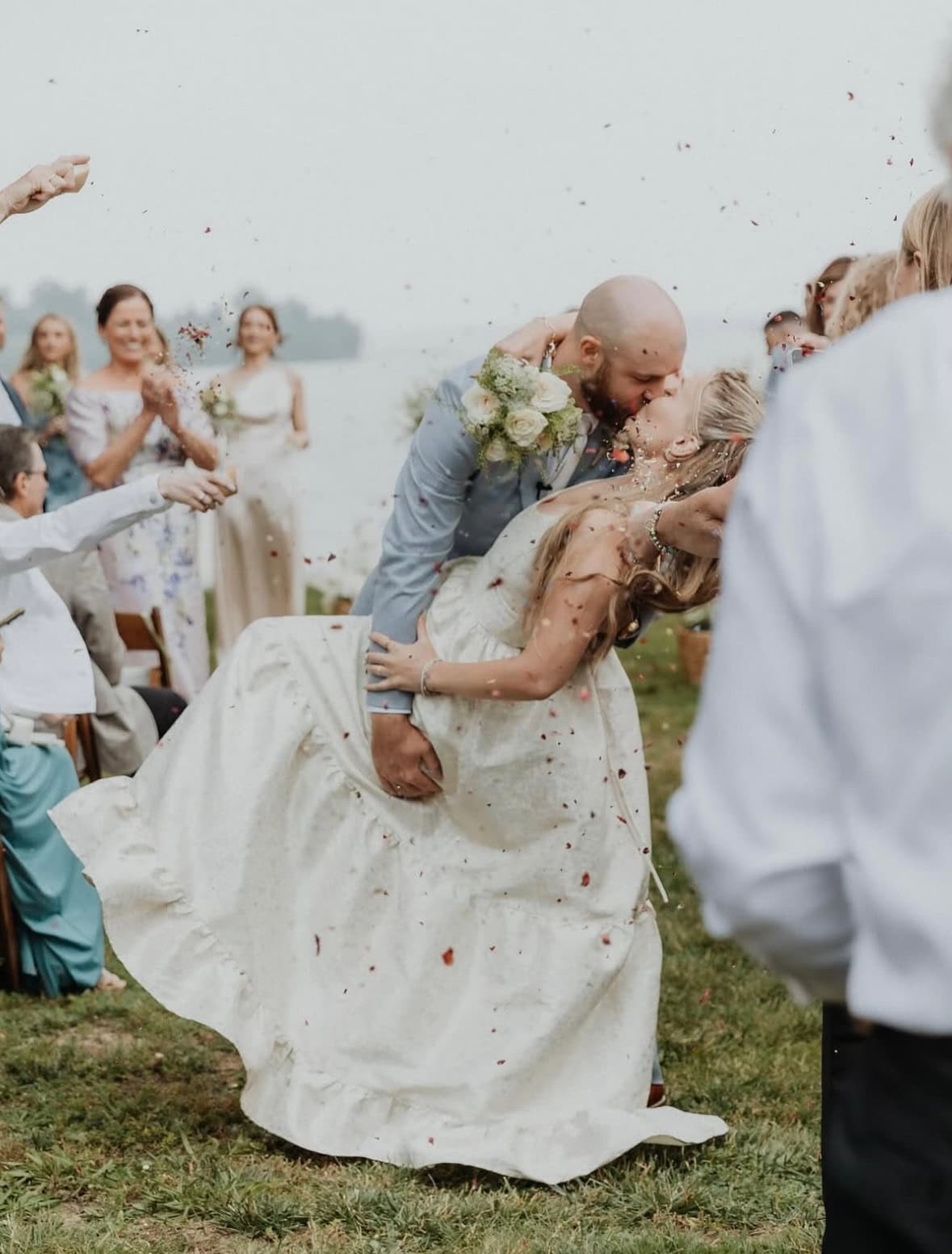Oxford Blue Suit bride and groom