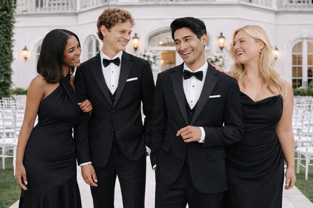 couples at a black tie event