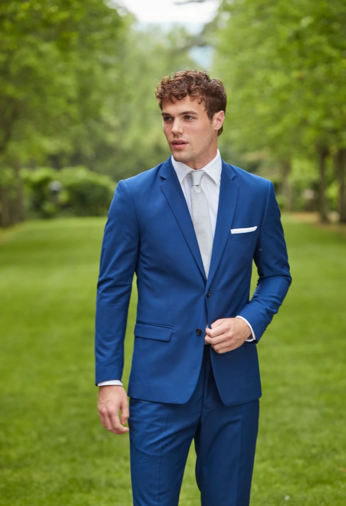 blue prom suit
