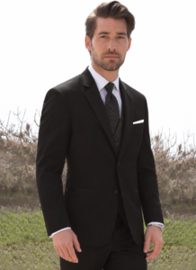 Black Desire Tuxedo Jacket on a model, alternate view 1