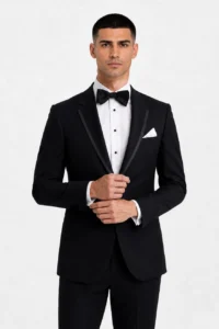 Black Infinity Tuxedo on a model, alternate view 1
