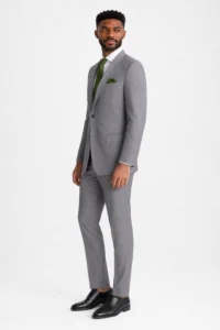 Heather Grey Suit on a model, alternate view 1