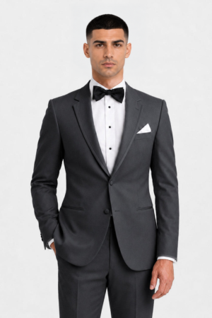 Model wearing the Steel Gray Infinity Tuxedo