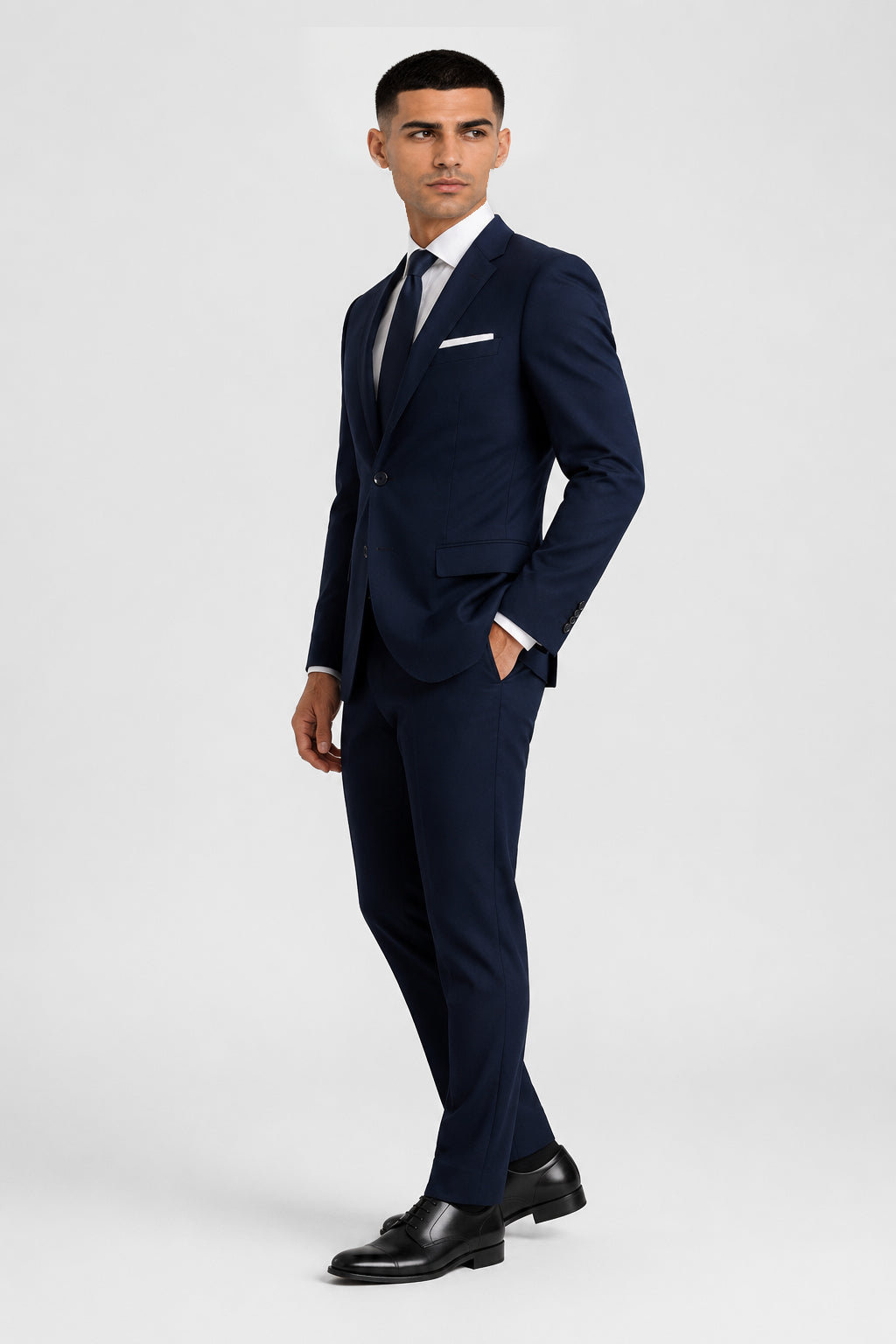 ntr-f14-p02-0b13bb2f00fc | National Tuxedo Rentals Navy Suit on a model, alternate view 1