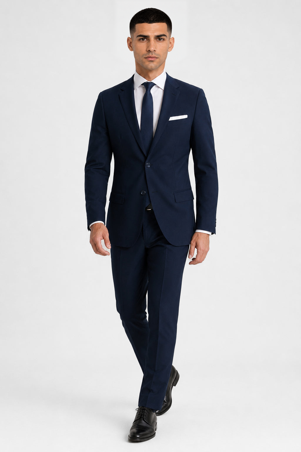 ntr-f14-p05-dc1c17200c23 | National Tuxedo Rentals Navy Suit on a model, alternate view 2