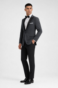 Steel Gray Venice Tuxedo on a model, alternate view 1
