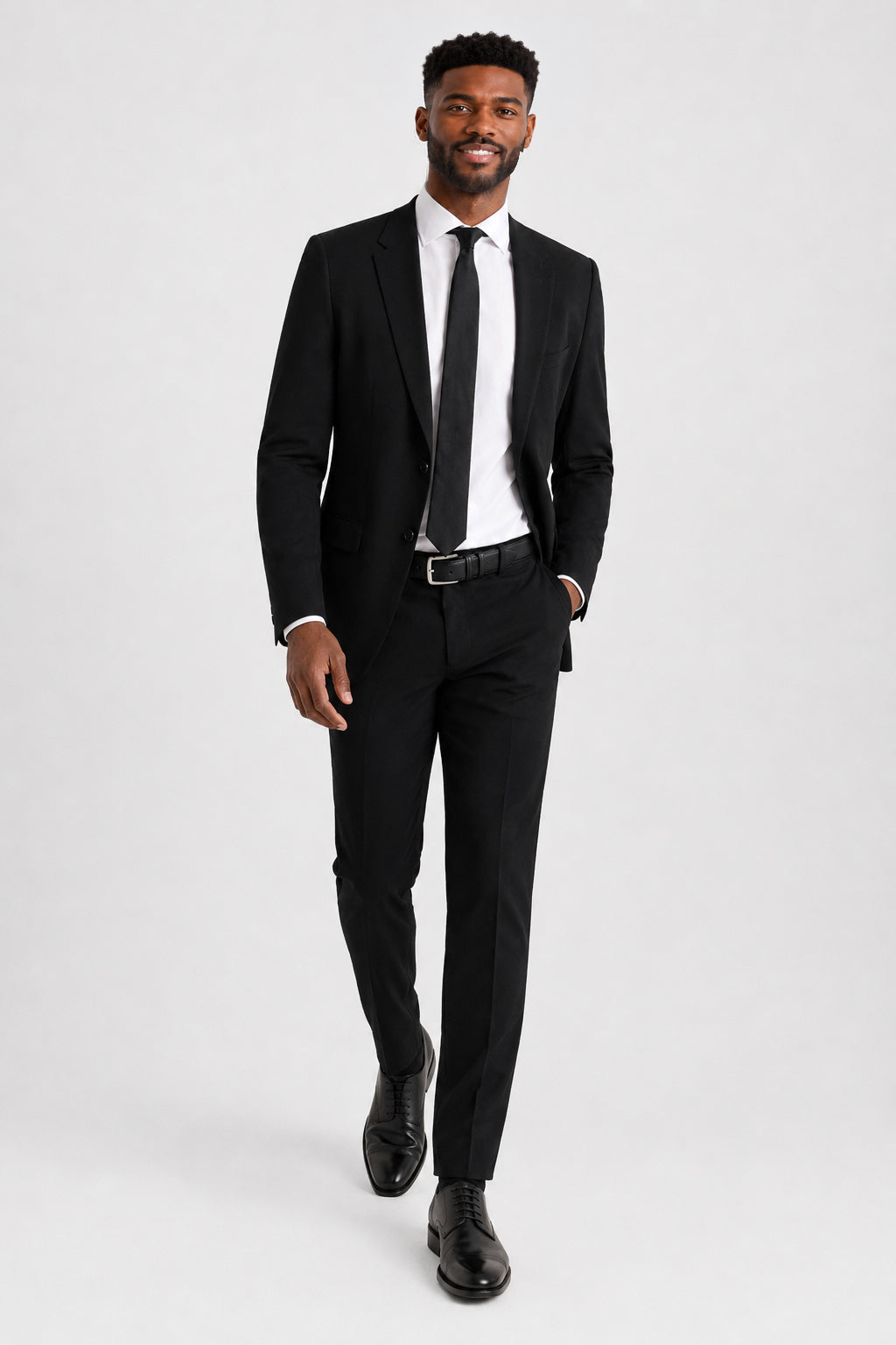 ntr-f17-p02-9be2c1794525 | National Tuxedo Rentals Black Suit on a model, alternate view 1