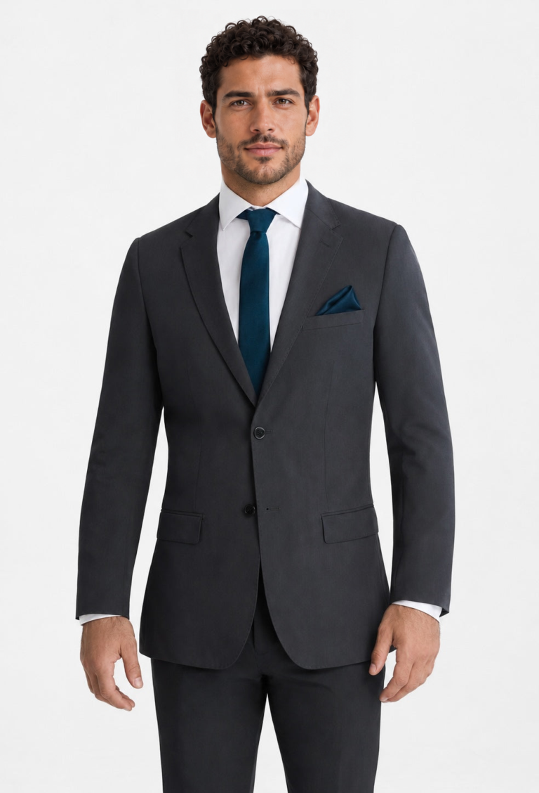 Model wearing the Steel Gray Suit