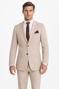 Model wearing the Tan Suit