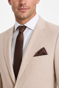 Tan Suit on a model, alternate view 2