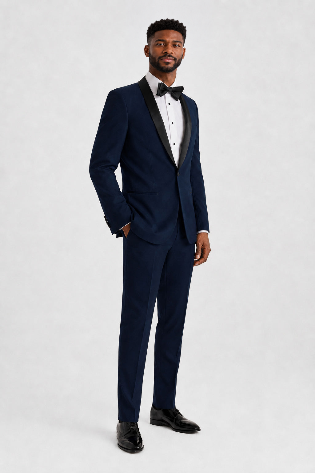 ntr-f27-p07-449ae74d2c77 | National Tuxedo Rentals Navy London Tuxedo on a model, alternate view 4
