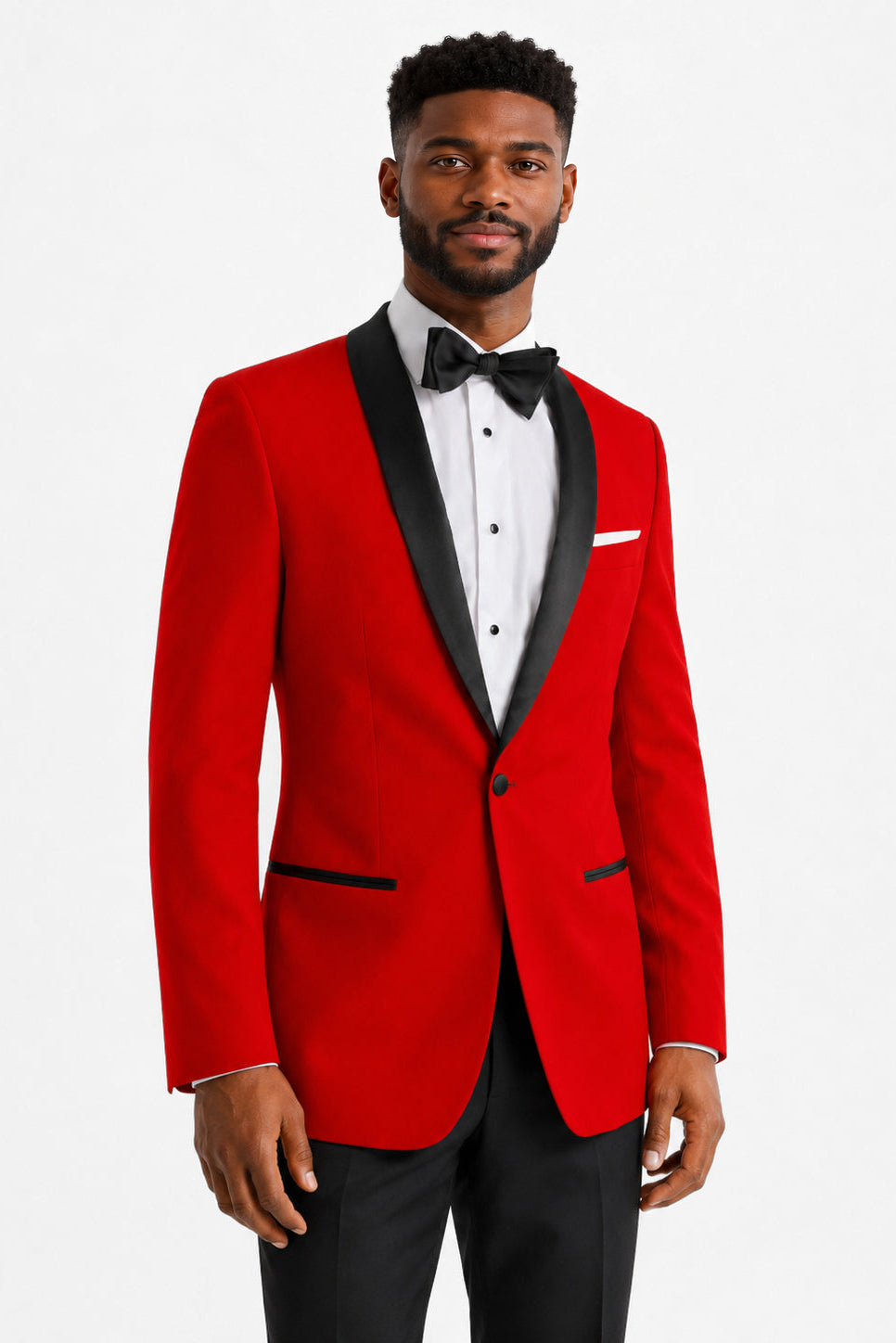 ntr-f28-p03-ffe8d2901e18 | National Tuxedo Rentals Red London Tuxedo on a model, alternate view 2