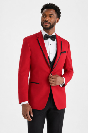 Model wearing the Red Stingray Tuxedo