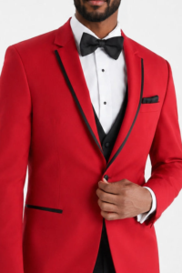 Red Stingray Tuxedo on a model, alternate view 1