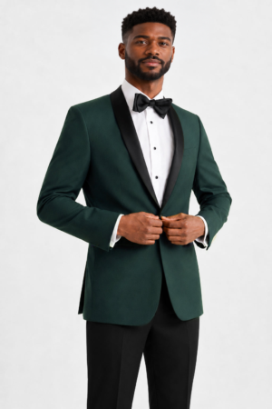 Model wearing the Hunter Green Tuxedo