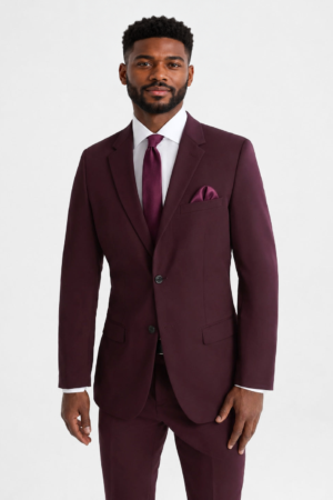 Model wearing the Burgundy Suit