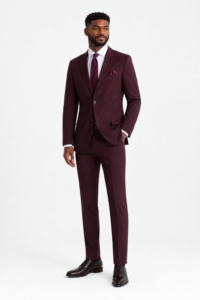 Burgundy Suit on a model, alternate view 1