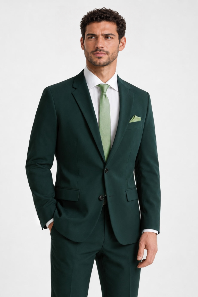 Model wearing the Hunter Green Suit
