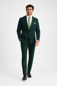 Hunter Green Suit on a model, alternate view 2