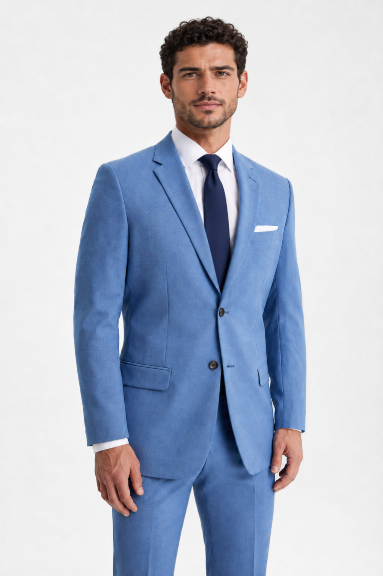 Model wearing the Marine Blue Suit