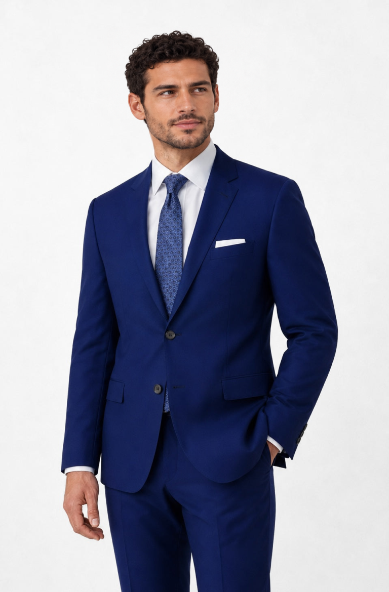 Model wearing the Cobalt Blue Suit