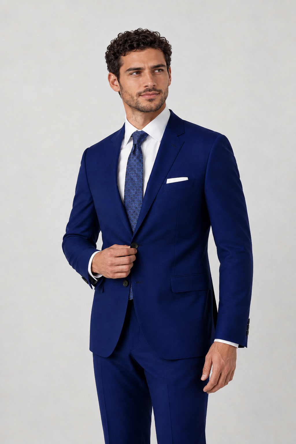 ntr-f44-p03-192e9d8def03 | National Tuxedo Rentals Cobalt Blue Suit on a model, alternate view 2