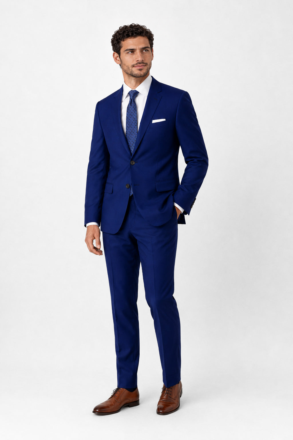 ntr-f44-p05-bc10dbab40cb | National Tuxedo Rentals Cobalt Blue Suit on a model, alternate view 3