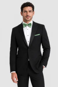 Black Venice Tuxedo Rental on a light grey background