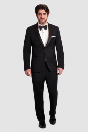 Black Heritage Tuxedo Rental on a light grey background