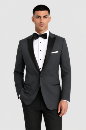 Steel Gray Venice Tuxedo Rental on a light grey background