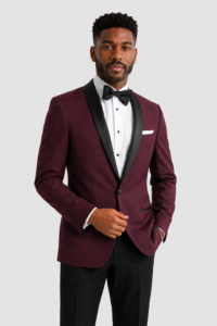 Wine London Tuxedo Rental on a light grey background