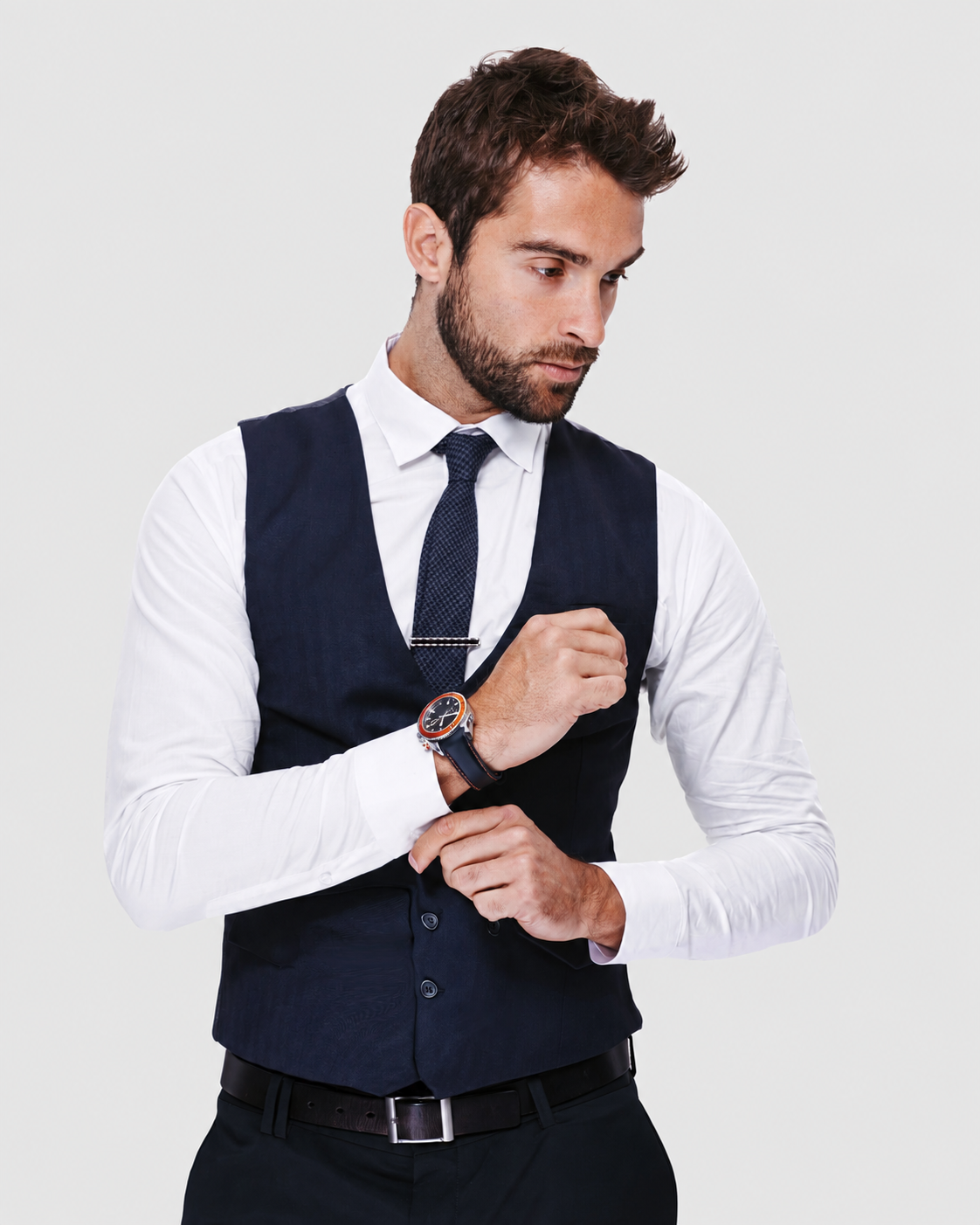Coatless Tuxedo Rental on a light grey background