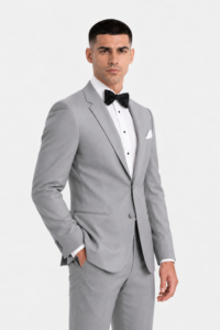 Heather Infinity Tuxedo on a model, alternate view 1